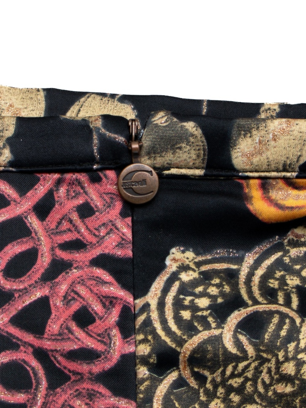 Just Cavalli Silk Blend Ruffle Mermaid Midi Skirt Black Print Women’s M US 8 - Picture 8 of 8